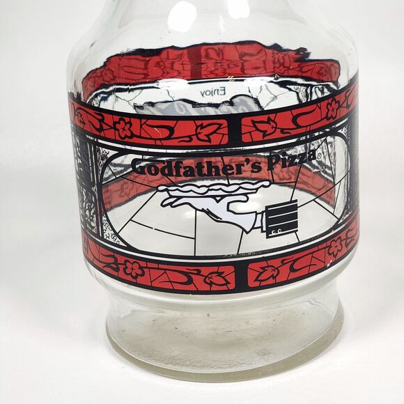 Vintage Godfathers Pizza Coca-Cola Carafe Lot of 2 Anchor Hocking Glass Pitchers - Picture 3 of 11